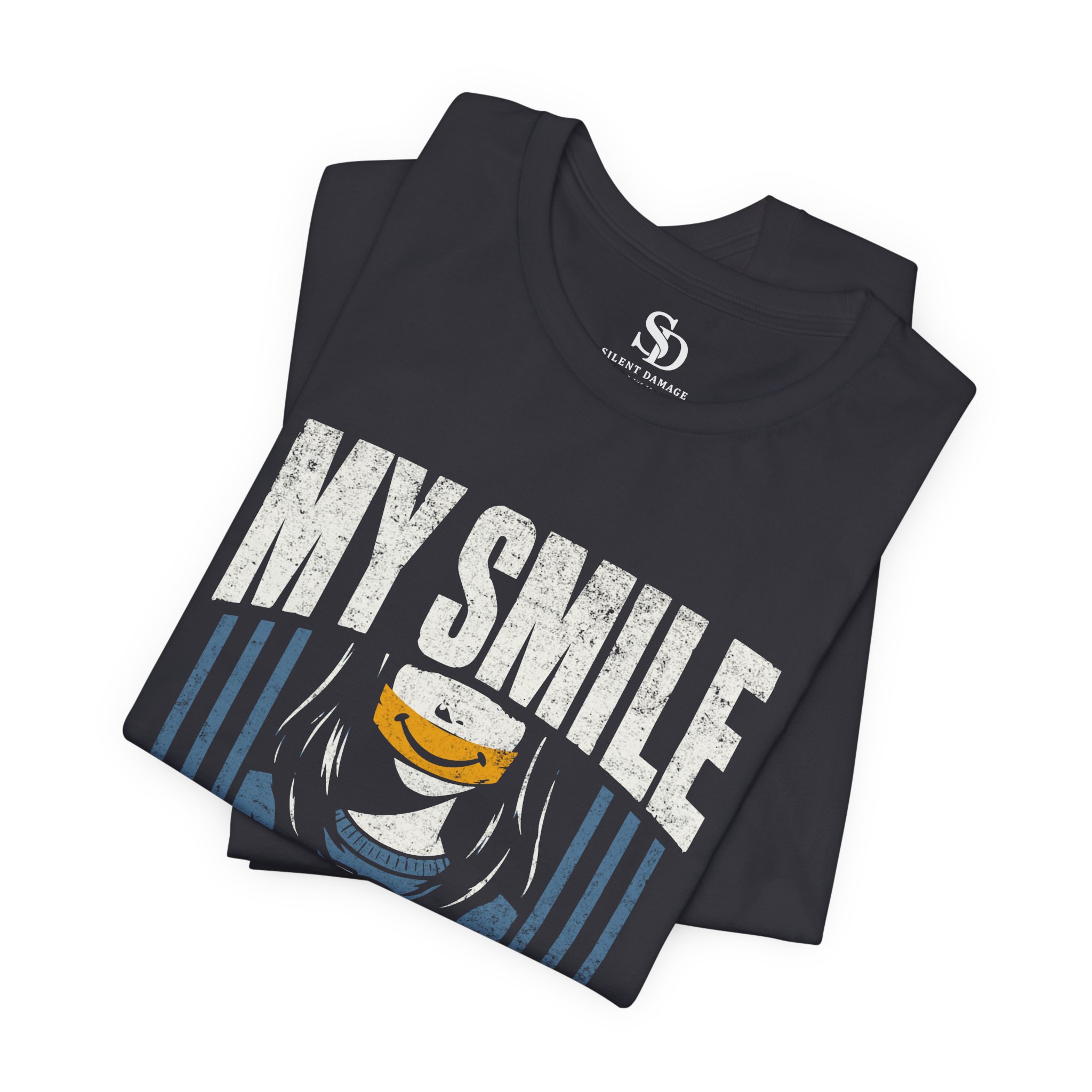 My Smile Is Working Overtime - Depression Masking Graphic Streetwear Tee - Image 14