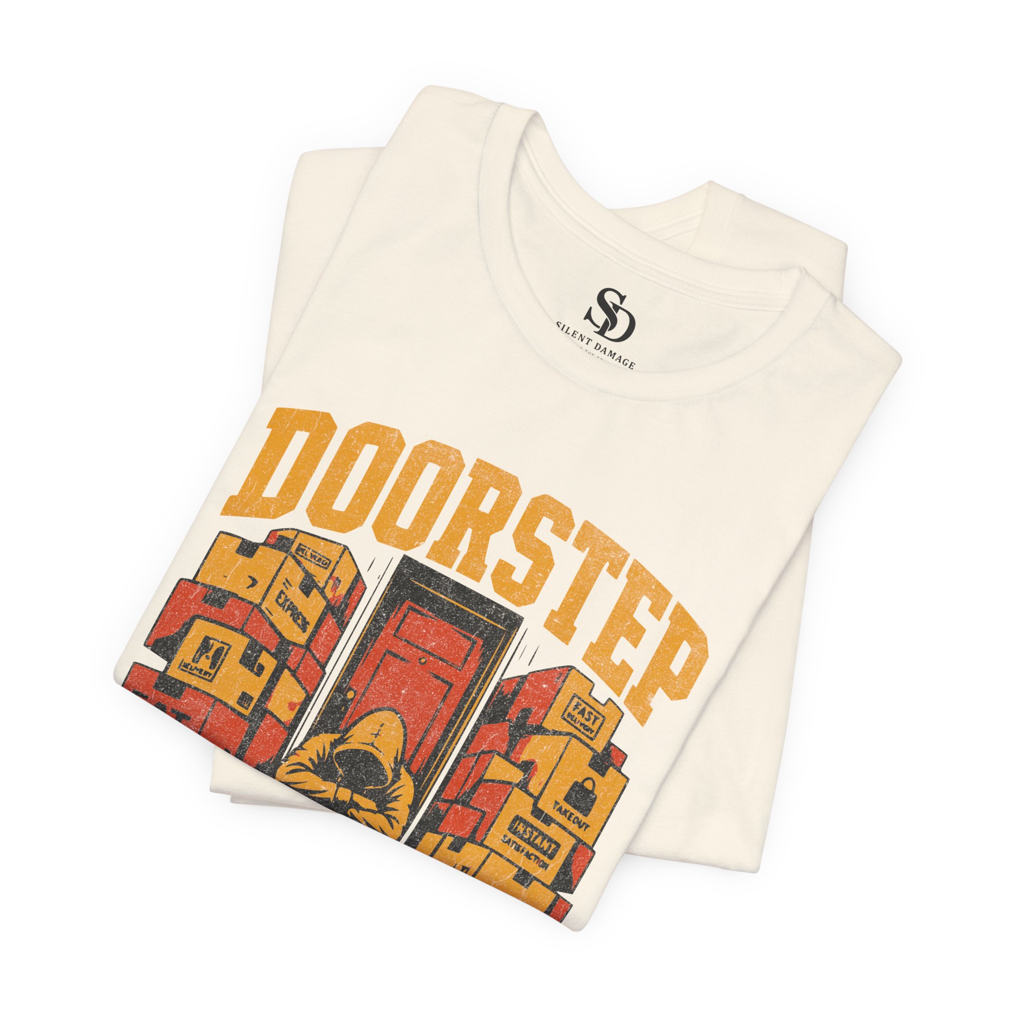 Doorstep Prisoner T-Shirt - Delivery Dependent - Orange and Yellow - Image 11