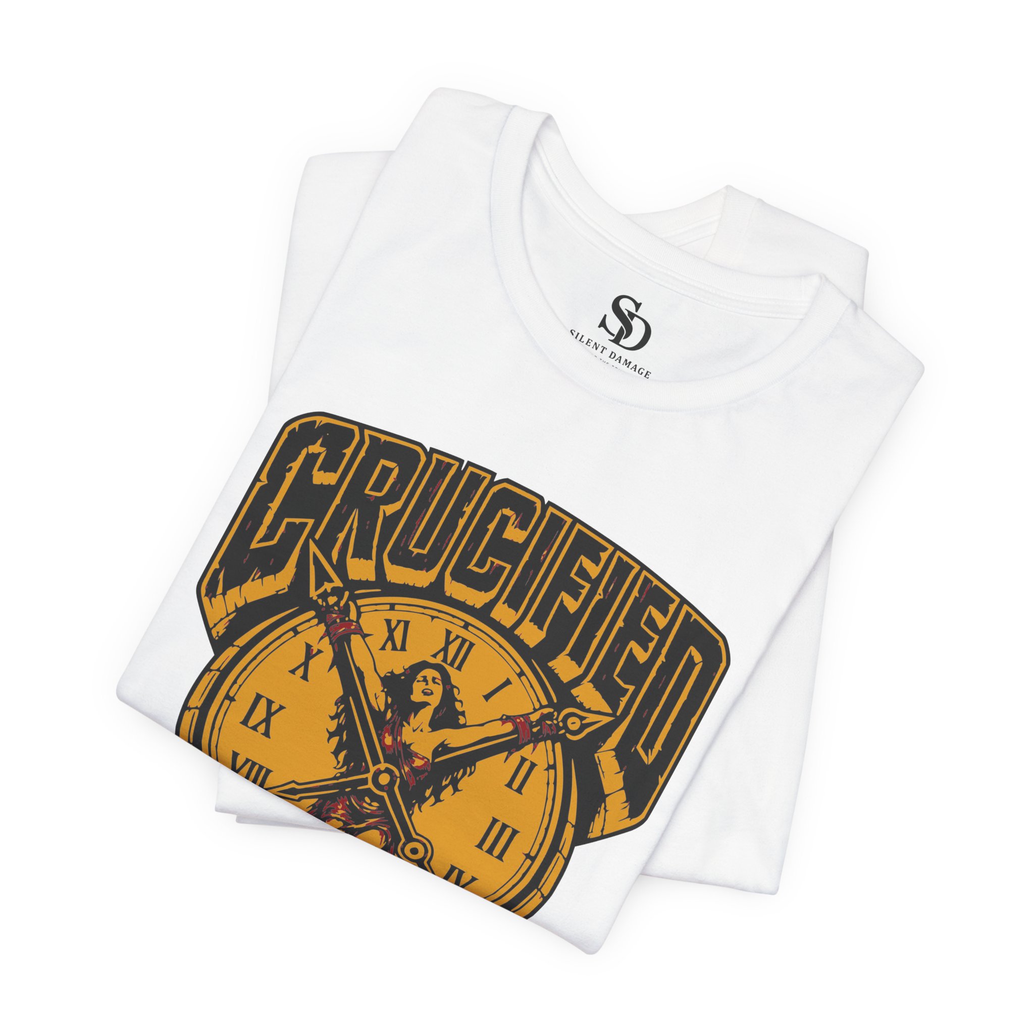 Crucified Time Graphic T-Shirt – Vintage Clock,Time Pressure Design - Image 4