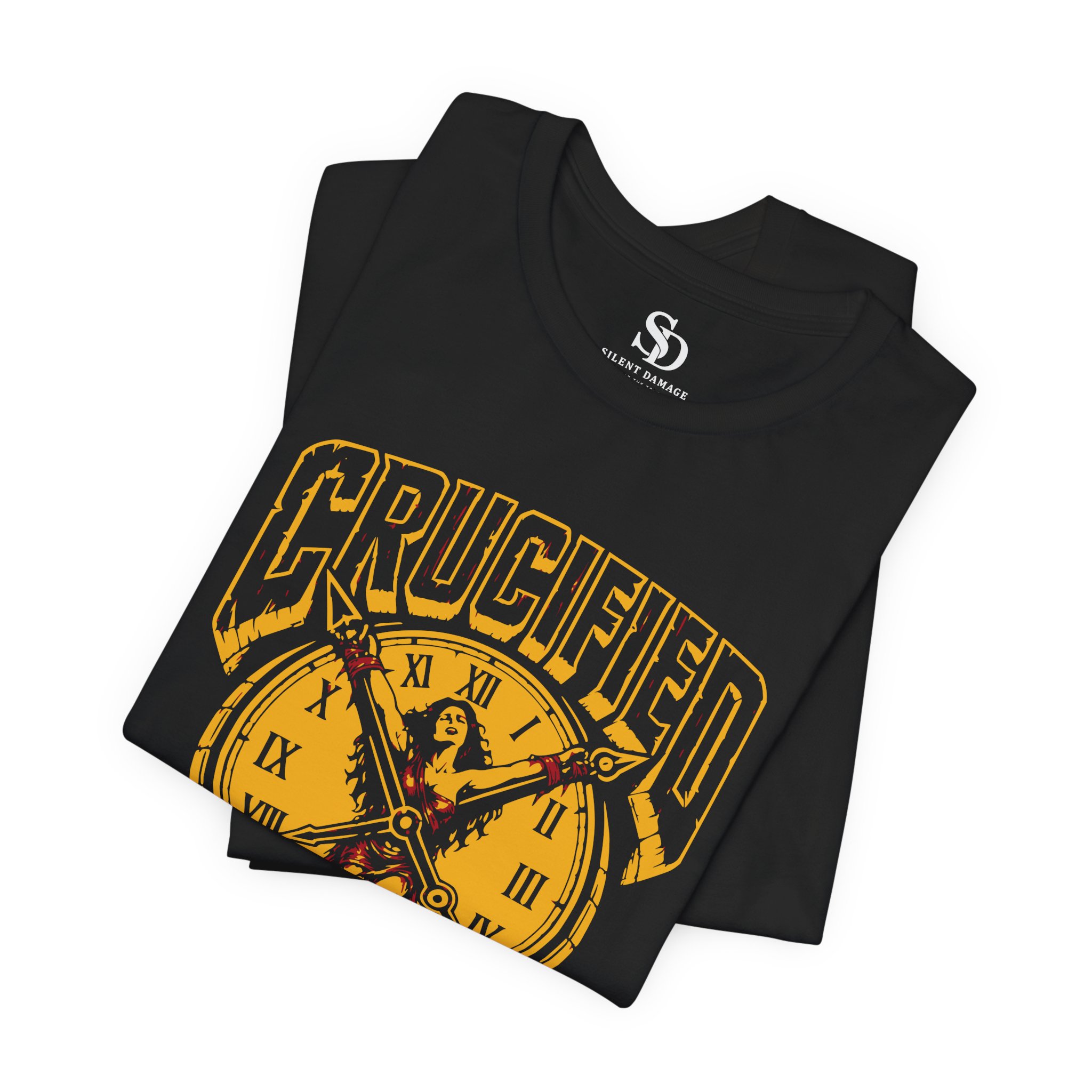 Crucified Time Graphic T-Shirt – Vintage Clock,Time Pressure Design - Image 6