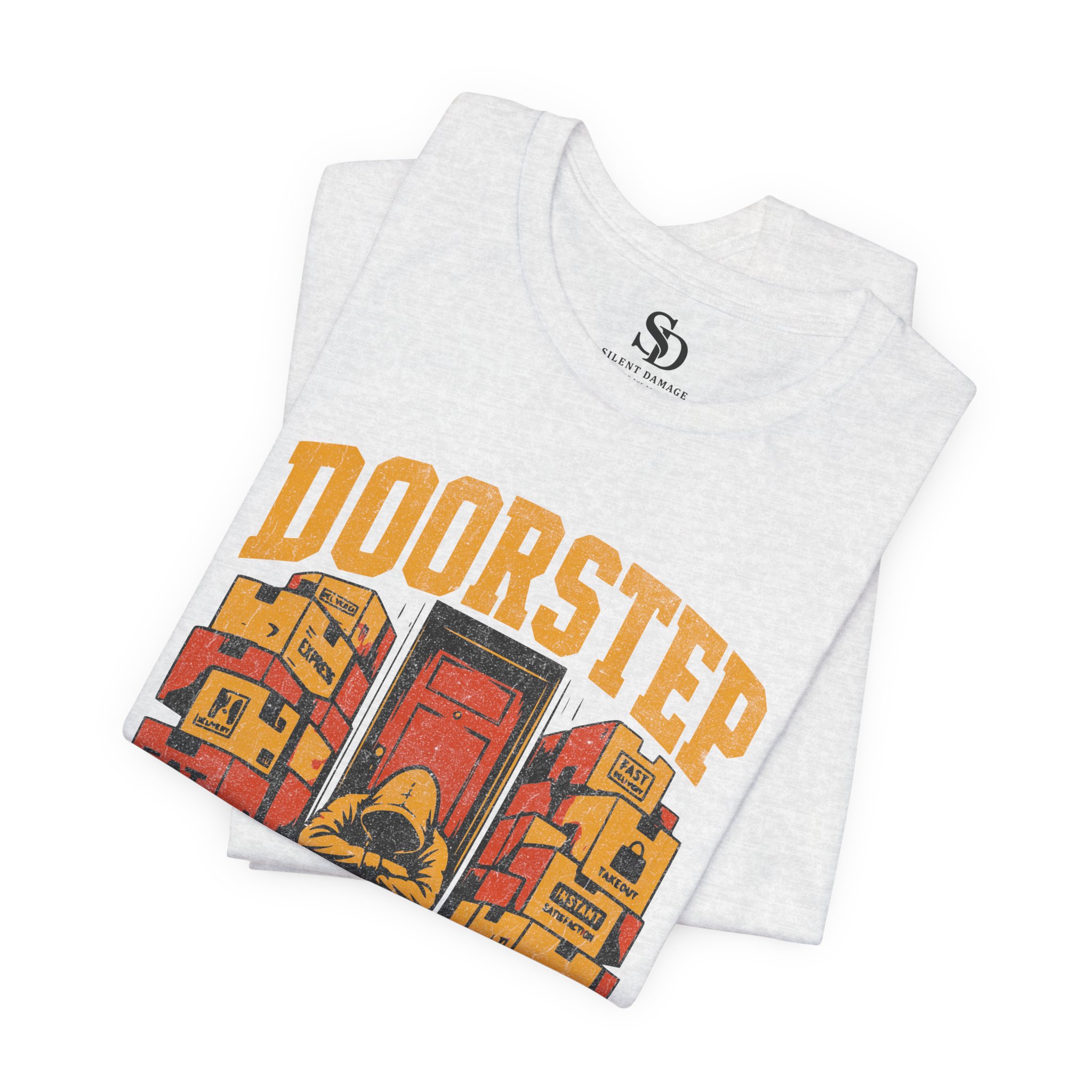 Doorstep Prisoner T-Shirt - Delivery Dependent - Orange and Yellow - Image 13