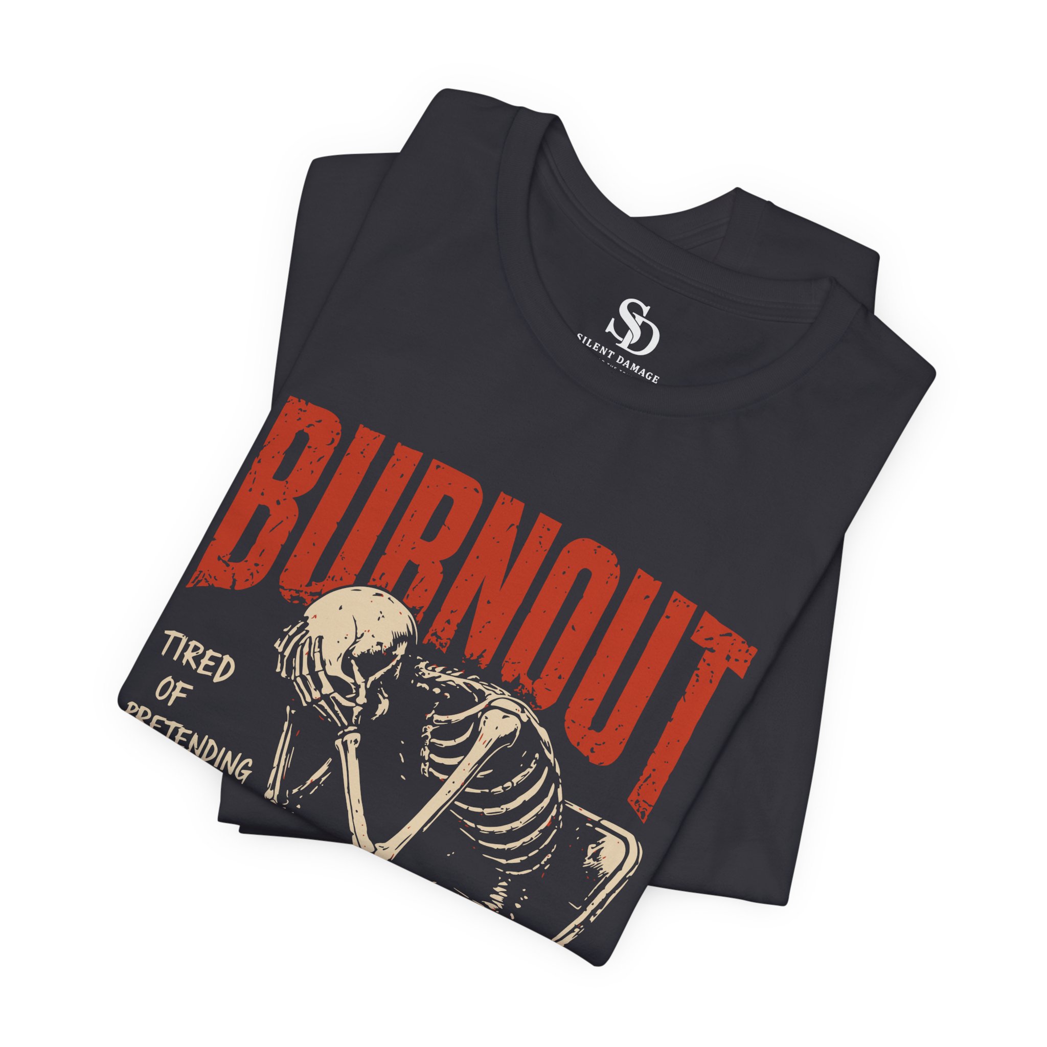 Burnout Chair Skeleton - Mental Exhaustion Graphic Tee - Premium Streetwear - Image 13