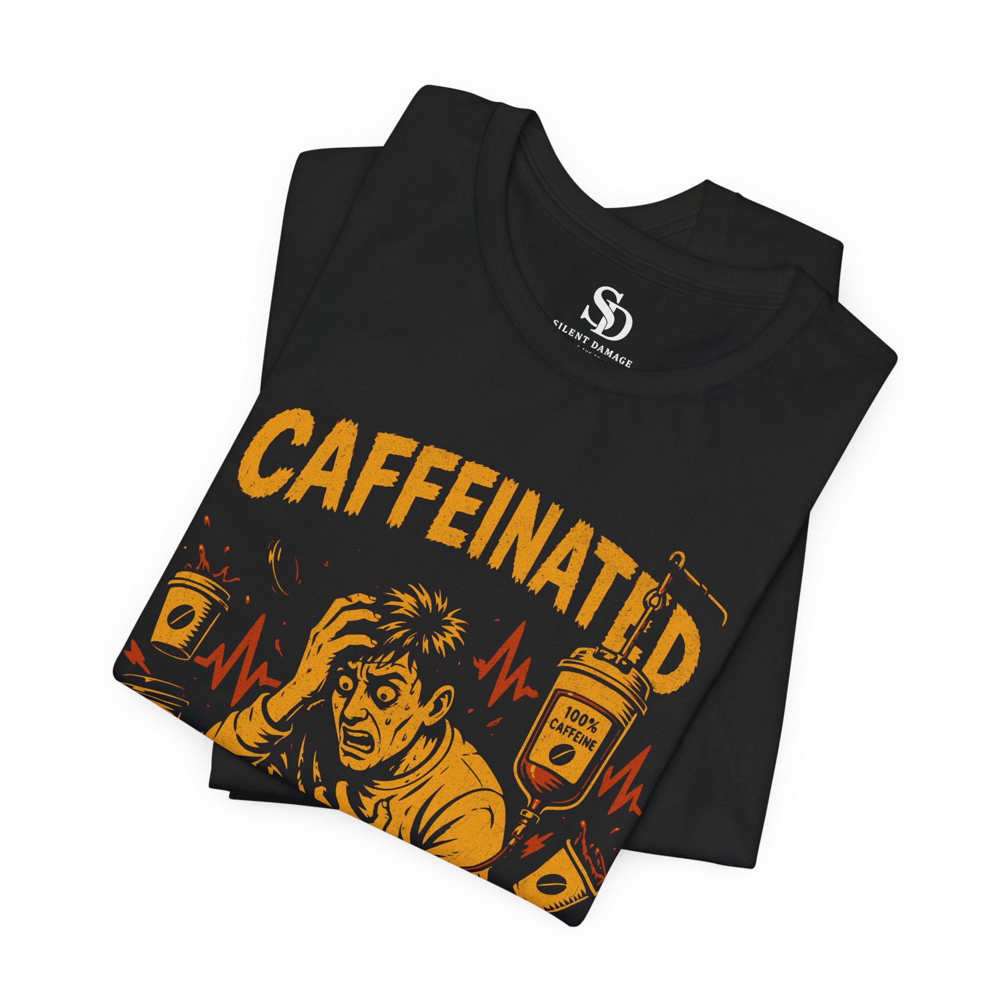 Caffeinated Panic T-Shirt – Coffee Anxiety Awareness - Image 5