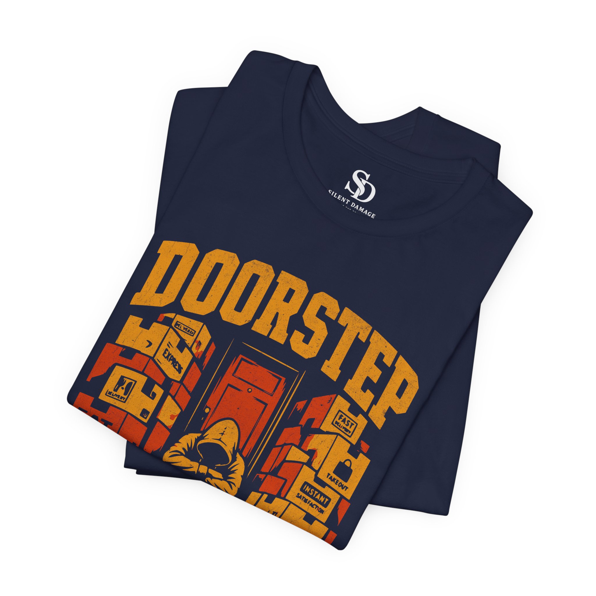 Doorstep Prisoner T-Shirt - Delivery Dependent - Orange and Yellow - Image 12