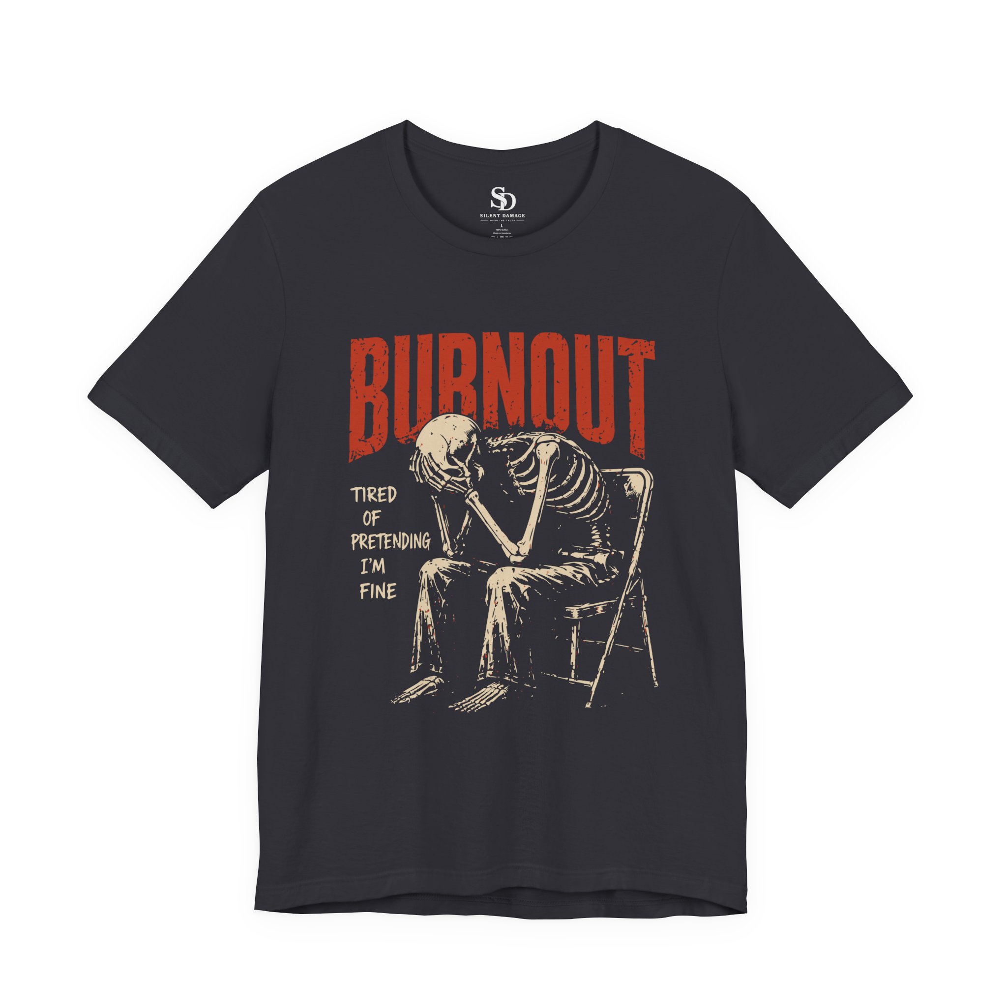 Burnout Chair Skeleton - Mental Exhaustion Graphic Tee - Premium Streetwear - Image 12