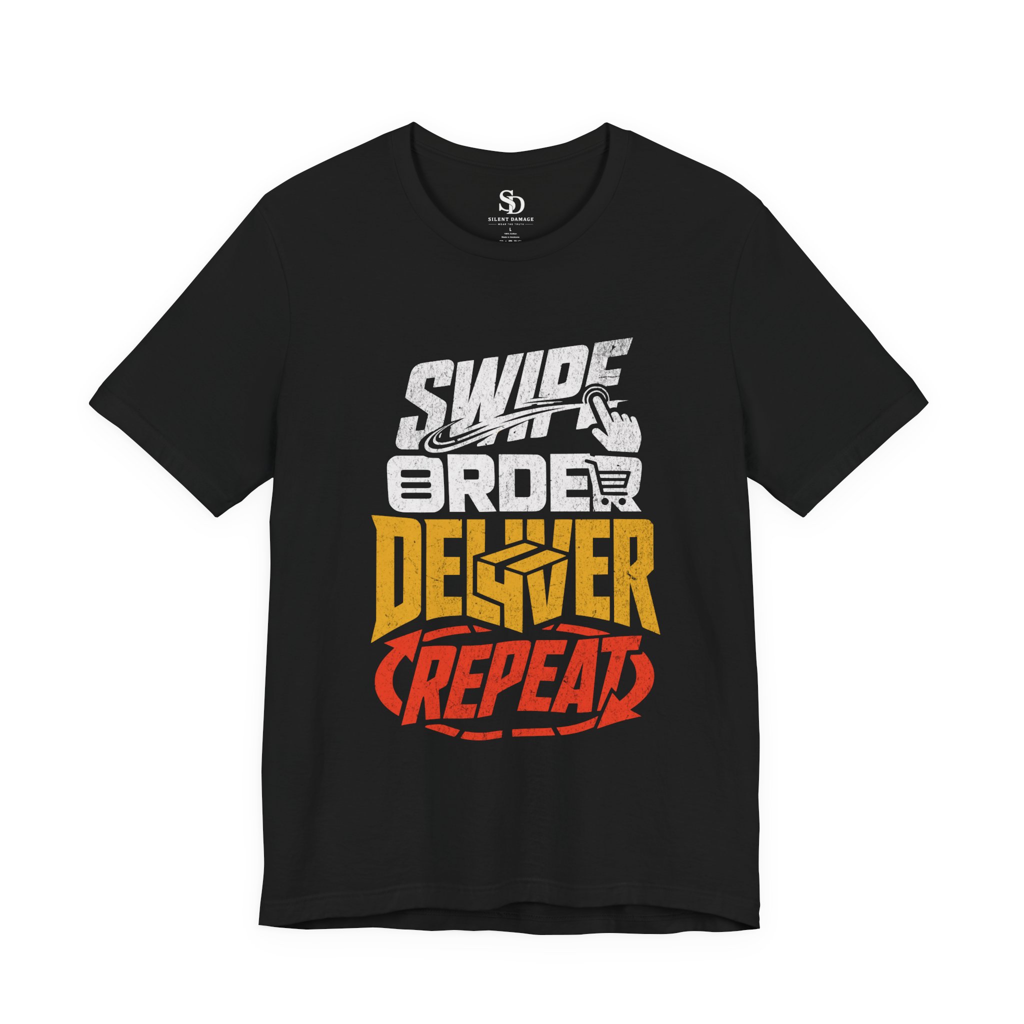 Swipe Order Deliver Repeat -Cycle Graphic Premium Streetwear Tee - Image 2