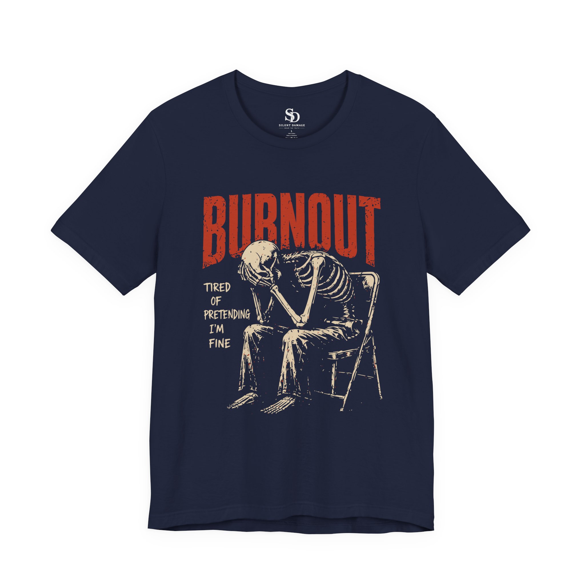 Burnout Chair Skeleton - Mental Exhaustion Graphic Tee - Premium Streetwear - Image 8