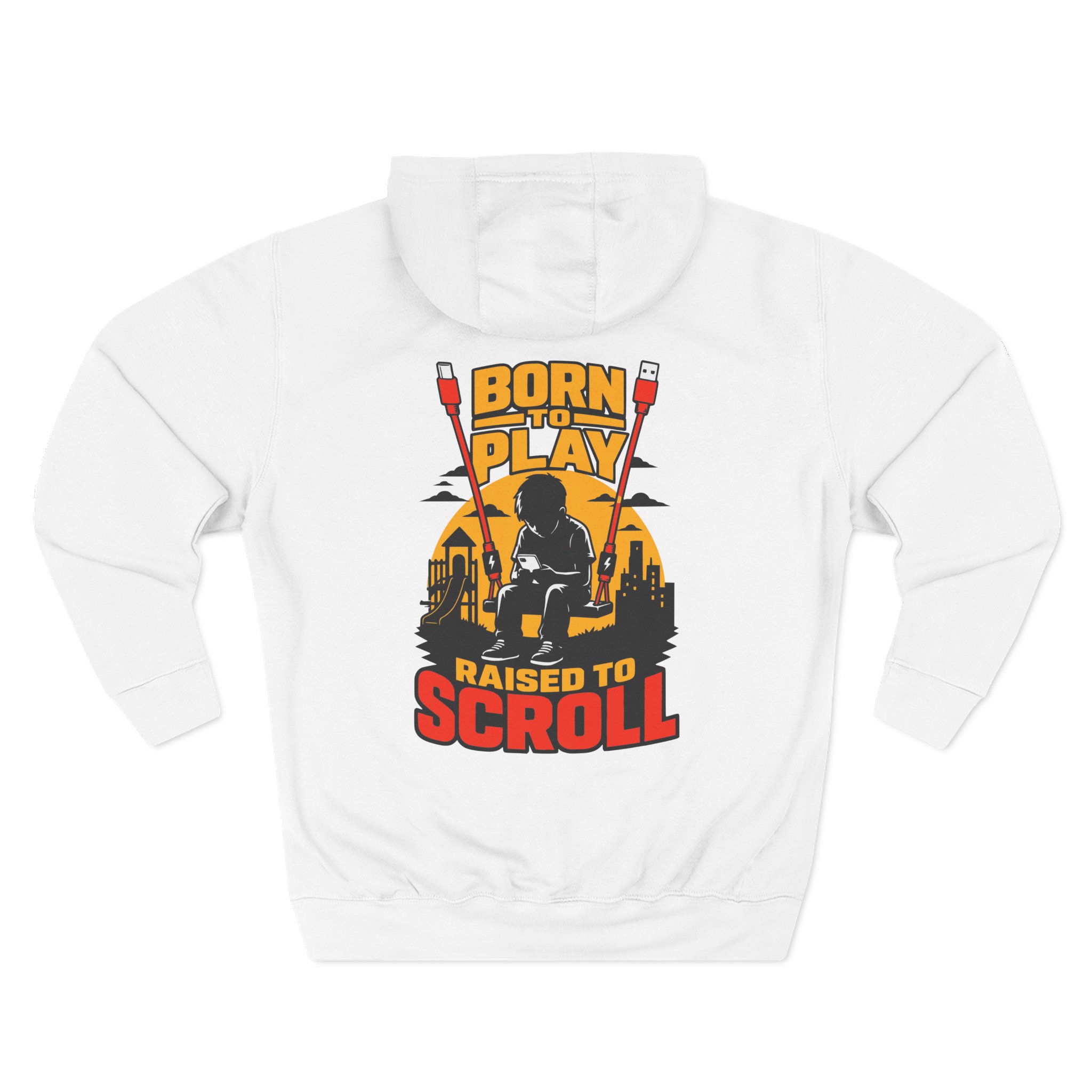 Born To Play Raised To Scroll - Child Phone Graphic Hoodie Apparel for Men and Women - Image 6