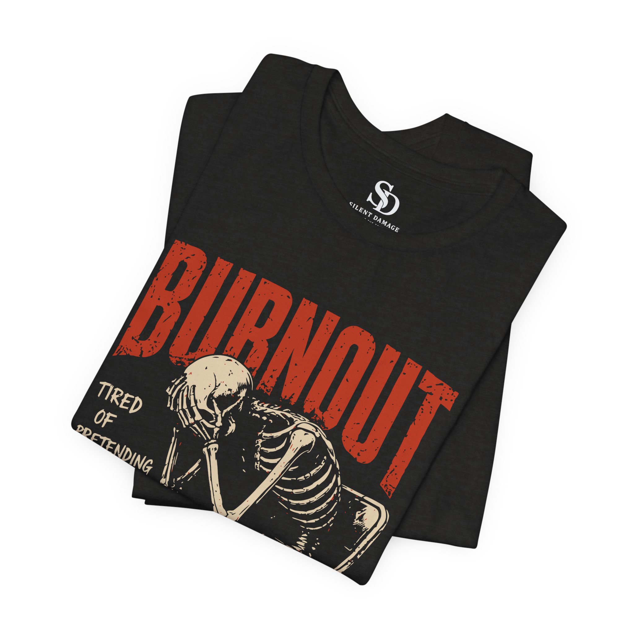 Burnout Chair Skeleton - Mental Exhaustion Graphic Tee - Premium Streetwear - Image 7