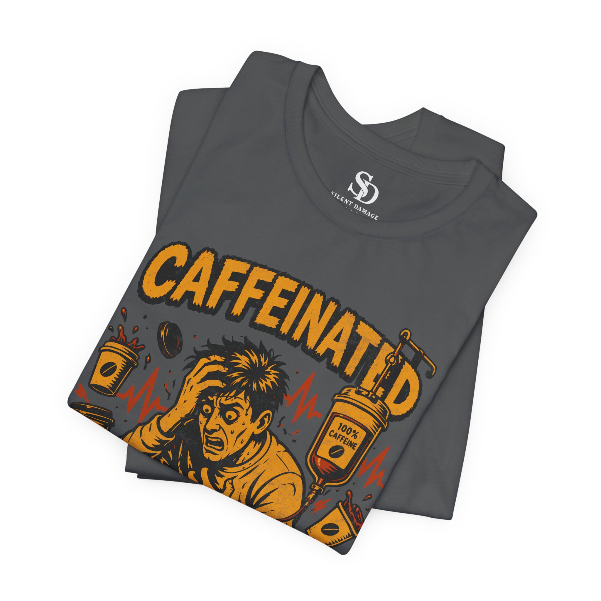 Caffeinated Panic T-Shirt – Coffee Anxiety Awareness - Image 13