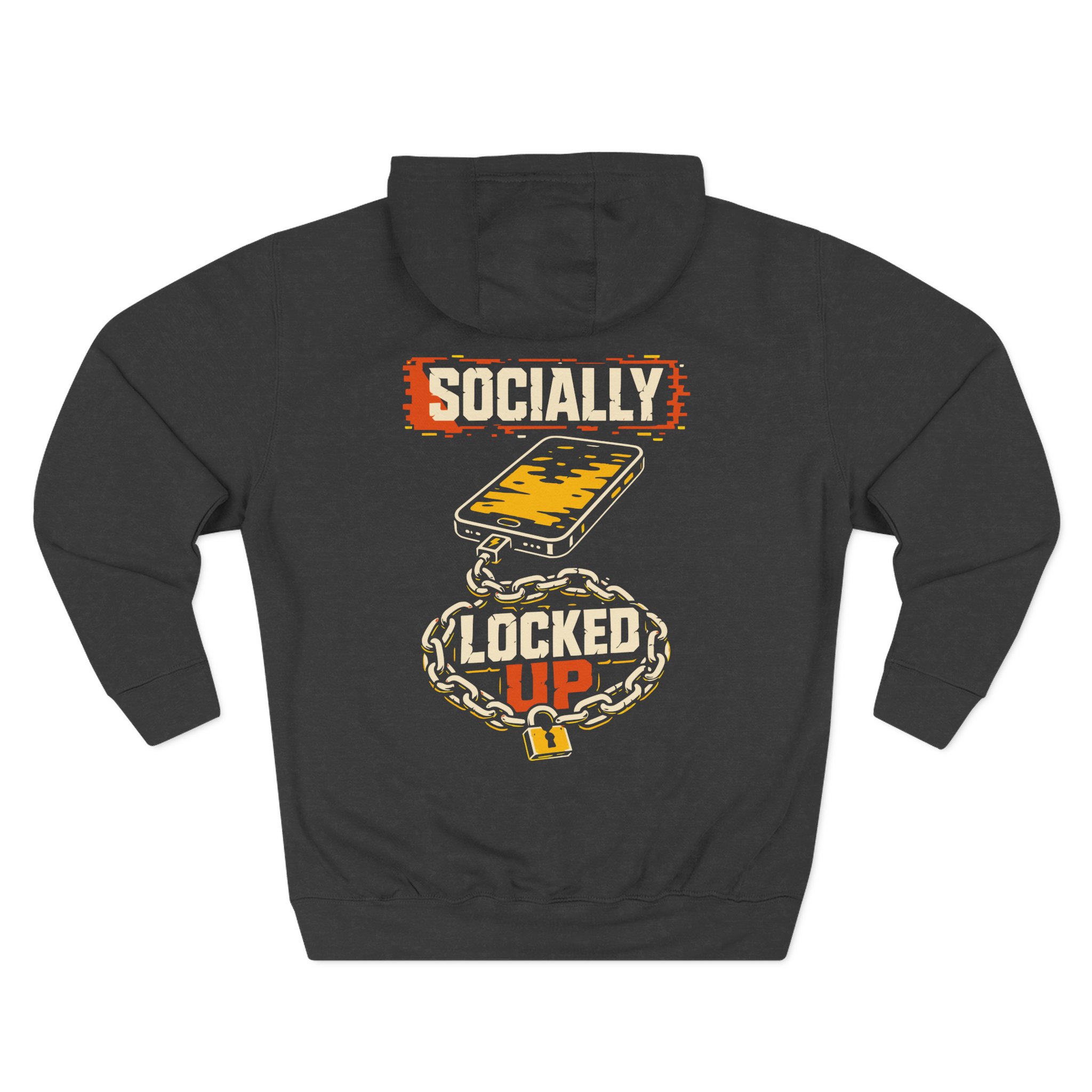 Socially Locked Up - Phone Chain Graphic Hoodie Streetwear - Image 9