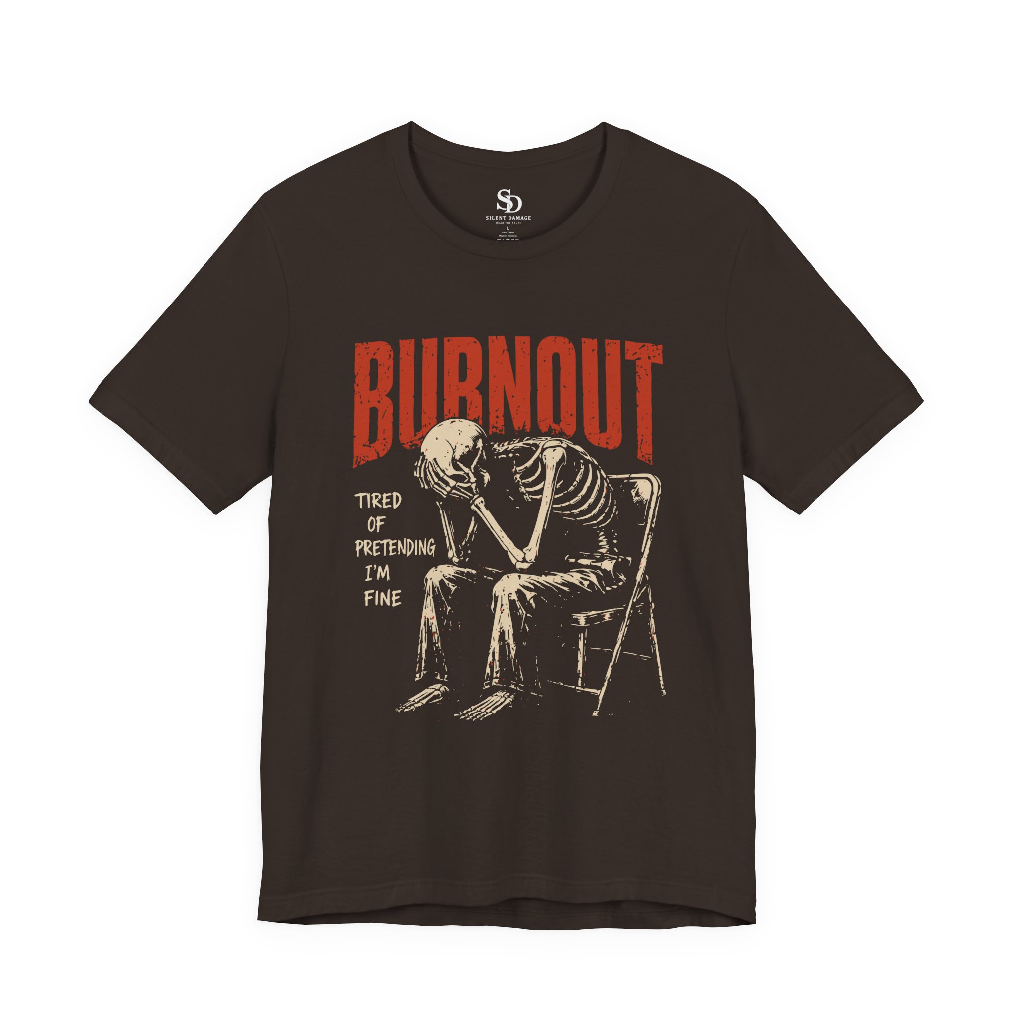 Burnout Chair Skeleton - Mental Exhaustion Graphic Tee - Premium Streetwear - Image 10