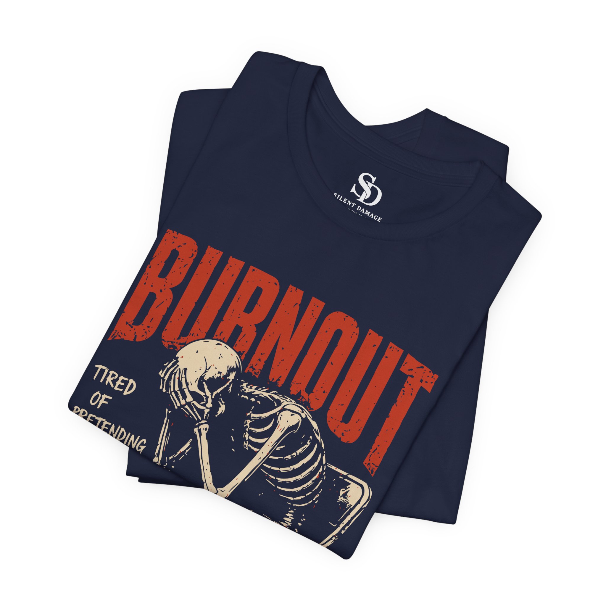 Burnout Chair Skeleton - Mental Exhaustion Graphic Tee - Premium Streetwear - Image 9