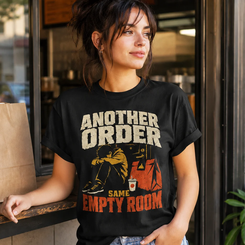 Another Order Same Empty Room - Delivery Avoidance Graphic Tee - Image 3