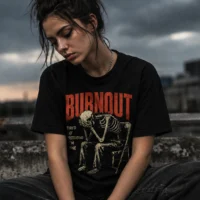 Burnout Chair Skeleton - Mental Exhaustion Graphic Tee - Premium Streetwear