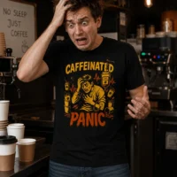 Caffeinated Panic T-Shirt – Coffee Anxiety Awareness