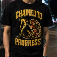 Chained to Progress  T-Shirt - Distressed Illustration Streetwear Graphic
