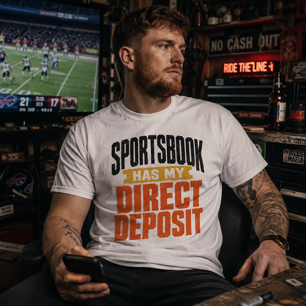 Sportsbook Has My Direct Deposit -Varsity Graphic Streetwear Tee