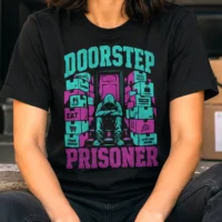 Doorstep Prisoner T-Shirt -  Delivery  Dependent  - Cyan and Purple