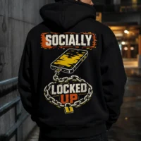 Socially Locked Up - Phone Chain Graphic Hoodie Streetwear