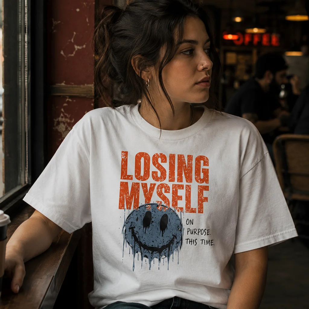 Losing Myself On Purpose This Time - Graphic Premium Everyday Tee - Image 4