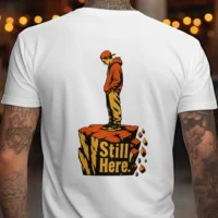 Still Here Crumbling Pillar - Premium Graphic Streetwear — Back T-Shirt