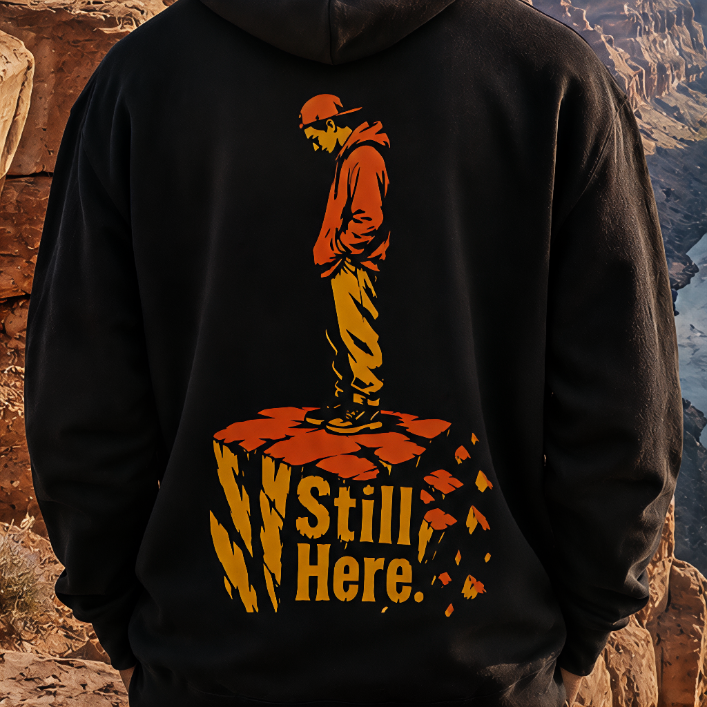 Still Here Crumbling Pillar - Premium Graphic Streetwear — Hoodie - Image 2