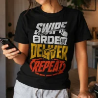 Swipe Order Deliver Repeat -Cycle Graphic Premium Streetwear Tee