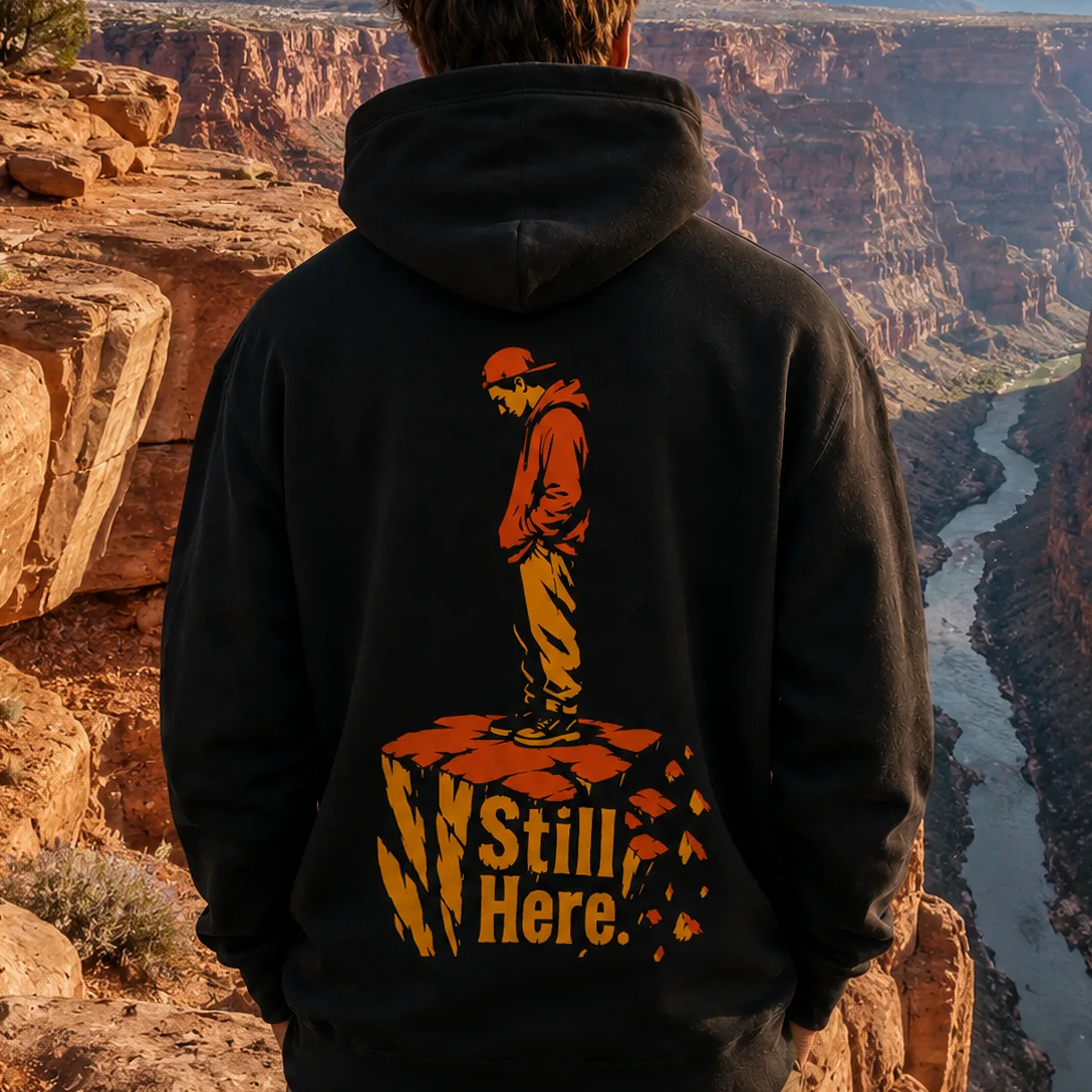 Still Here Crumbling Pillar - Premium Graphic Streetwear — Hoodie