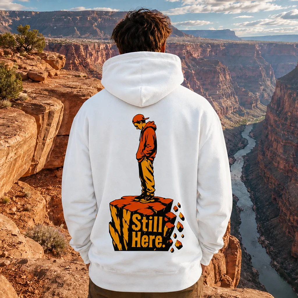 Still Here Crumbling Pillar - Premium Graphic Streetwear — Hoodie - Image 3