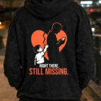 Right There Still Missing - Digital Disconnect - Premium Back Print Streetwear Hoodie