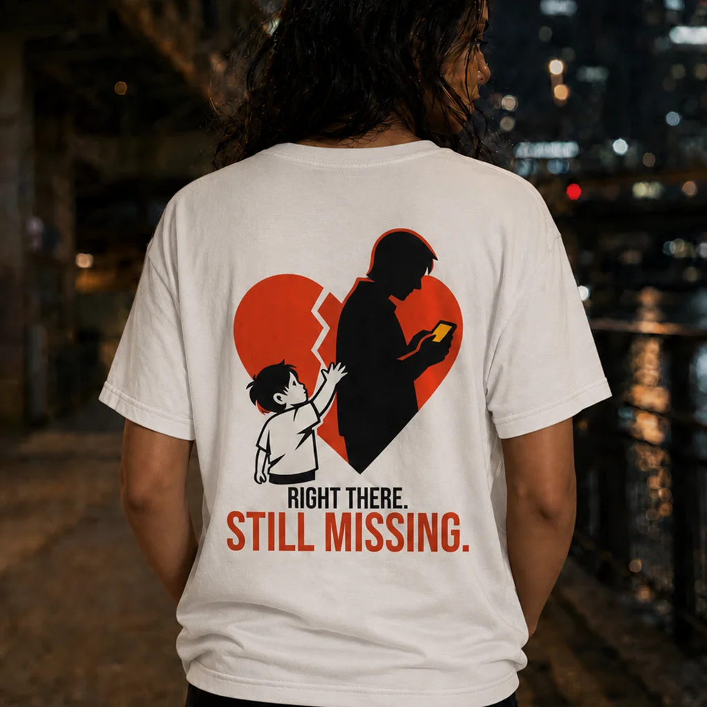 Right There Still Missing - Digital Disconnect - Premium Back Print Streetwear Tee
