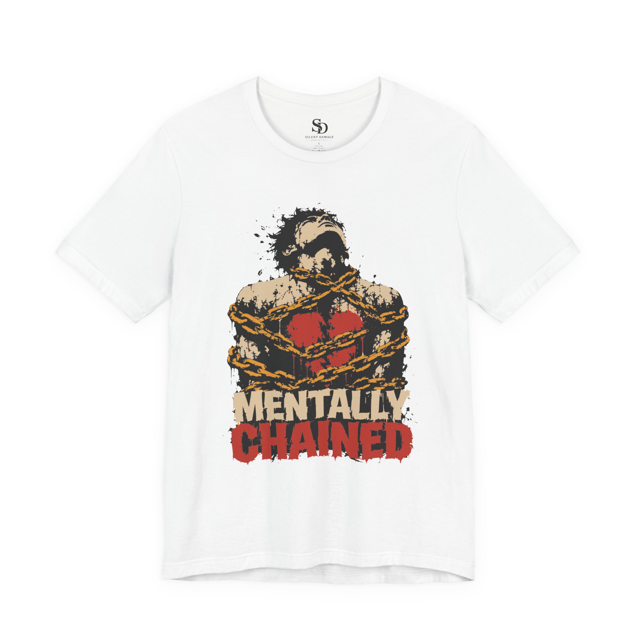 Mentally Chained Broken Soul - Grunge Illustration Premium Streetwear Tee - Image 11