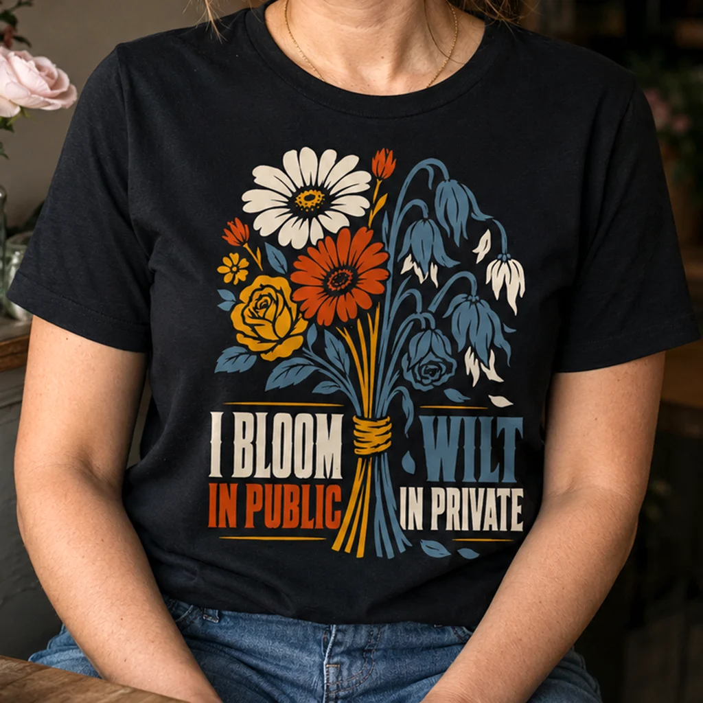 I Bloom In Public Wilt In Private - Floral Streetwear Graphic Tee
