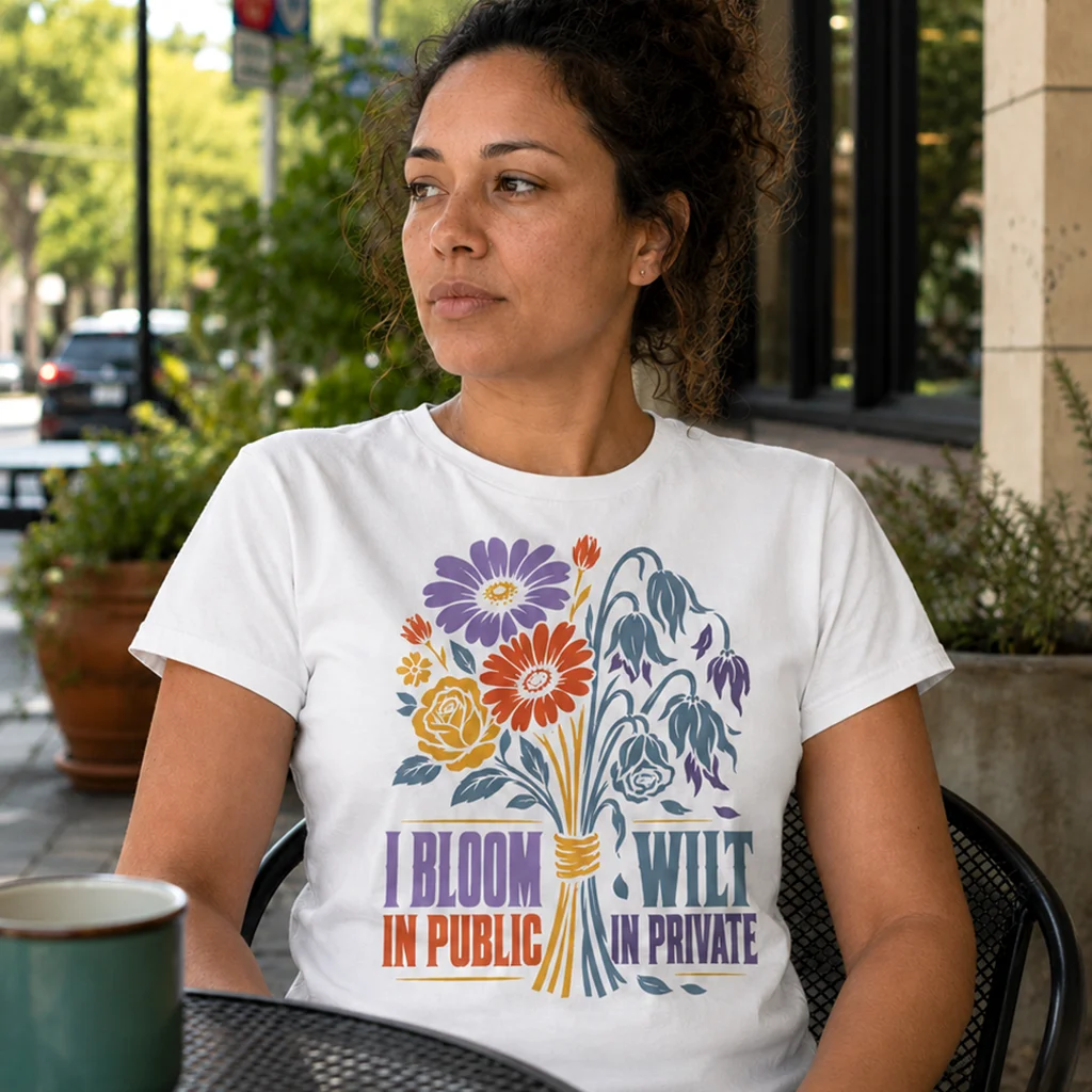I Bloom In Public Wilt In Private - Floral Streetwear Graphic Tee - Image 5