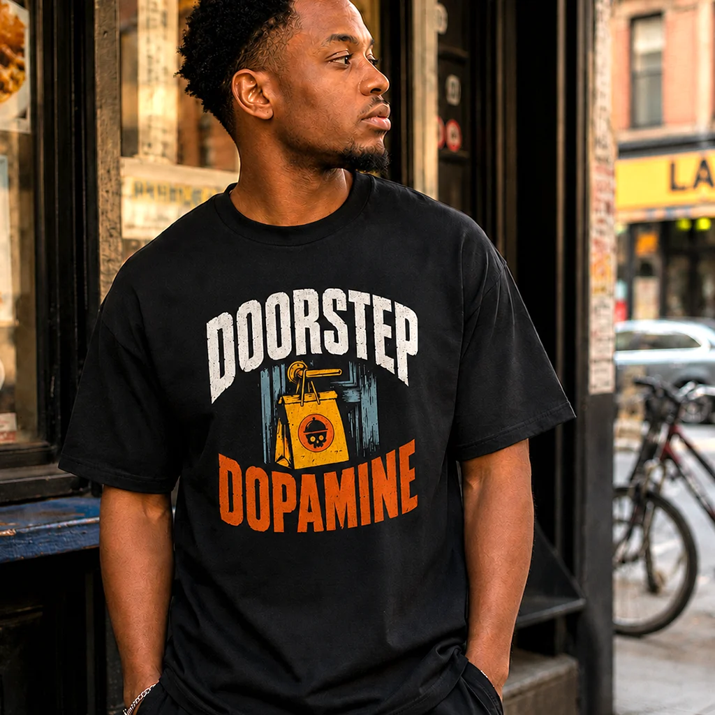 Doorstep Dopamine - Delivery Dependent Graphic Tee Premium Streetwear - Image 4