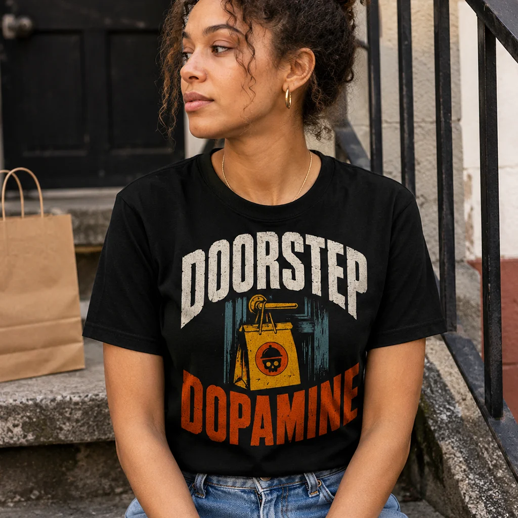 Doorstep Dopamine - Delivery Dependent Graphic Tee Premium Streetwear - Image 3