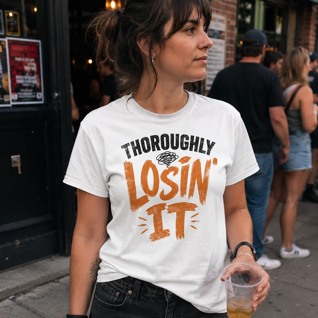 Thoroughly Losin' It - Bold Humor Streetwear Graphic Tee - Image 4