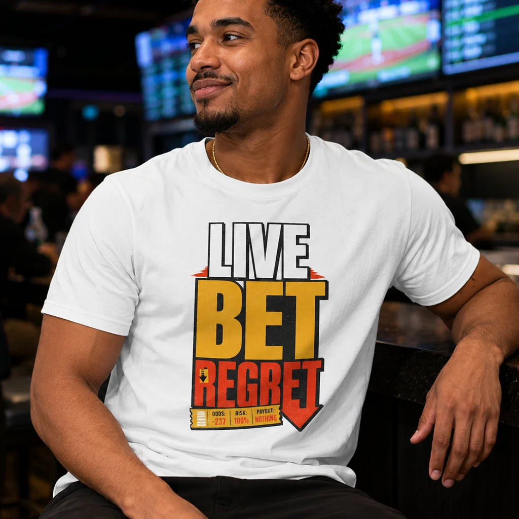 Live Bet Regret - Game Day Sports Betting Graphic Streetwear Tee - Image 4