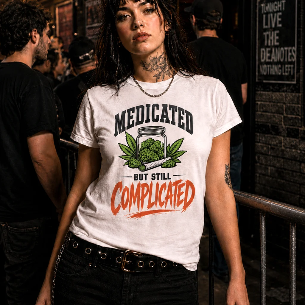 Medicated But Still Complicated - Cannabis Humor Premium Streetwear Tee - Image 5