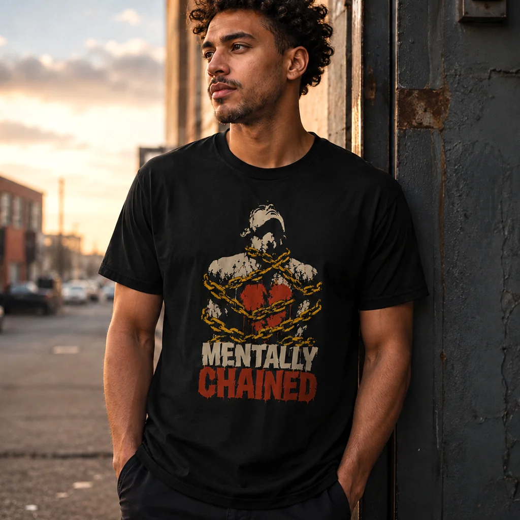 Mentally Chained Broken Soul - Grunge Illustration Premium Streetwear Tee - Image 3
