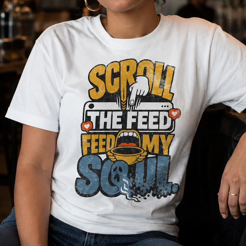 Scroll The Feed Feed My Soul - Social Media Graphic Tee Premium Streetwear - Image 5