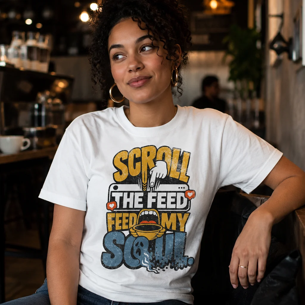 Scroll The Feed Feed My Soul - Social Media Graphic Tee Premium Streetwear - Image 4
