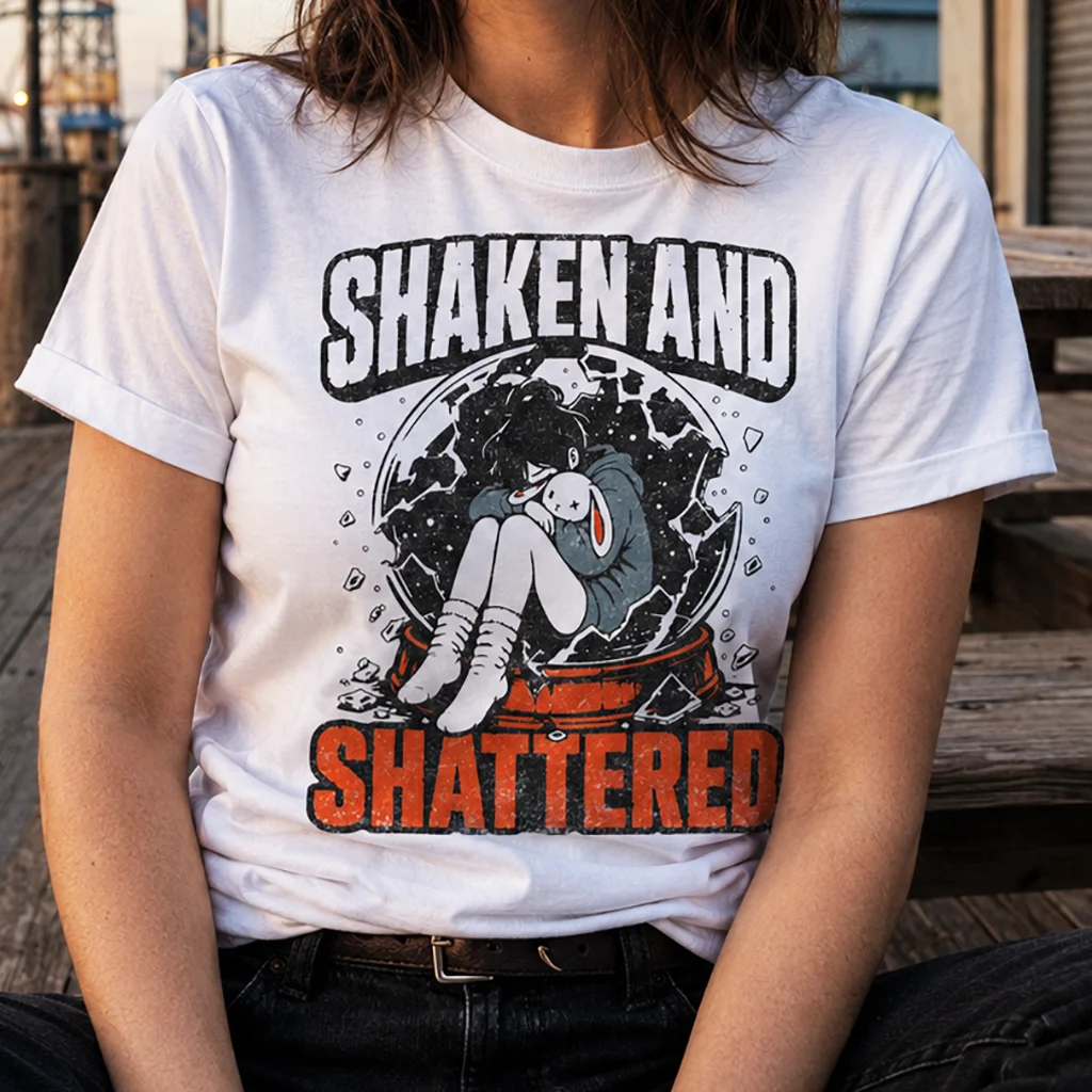 Shaken And Shattered - Broken Snow Globe Premium Street-SleepWear Tee - Image 5