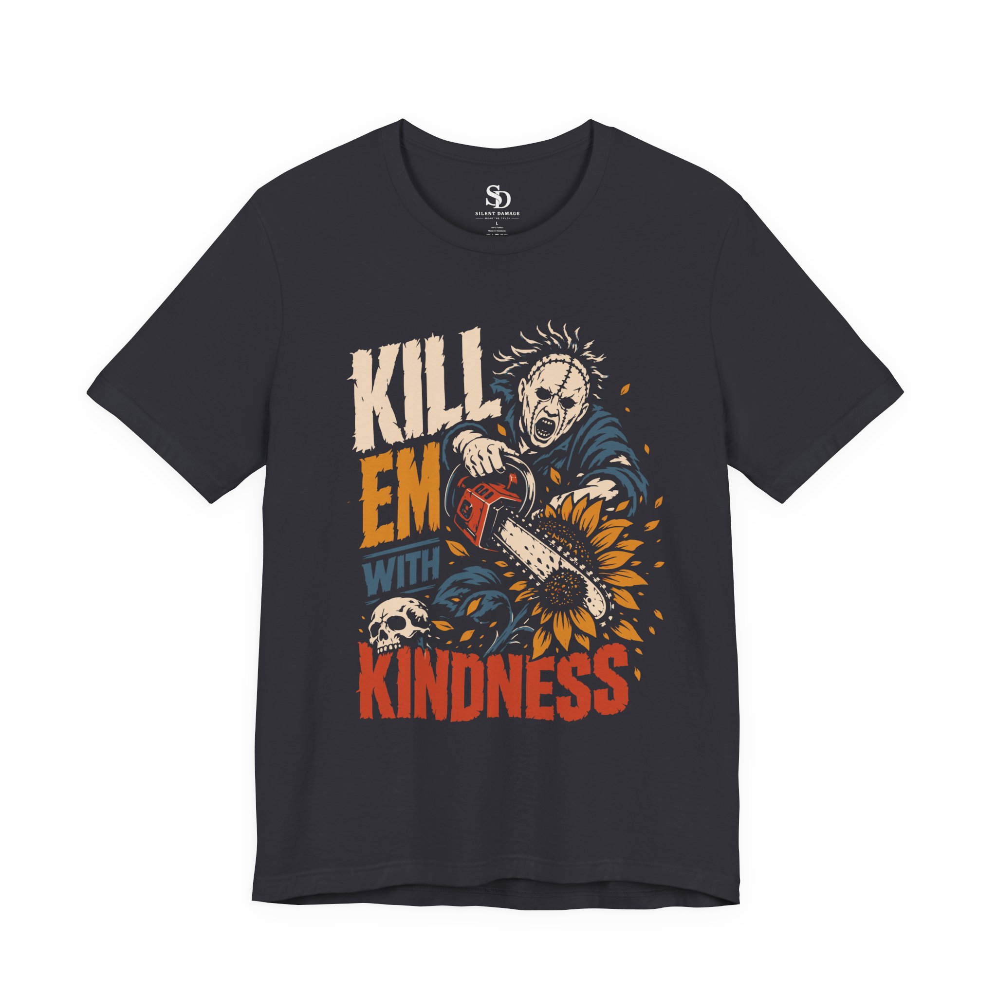 Kill Em With Kindness | Horror Humor Streetwear Premium Graphic Tee - Image 13