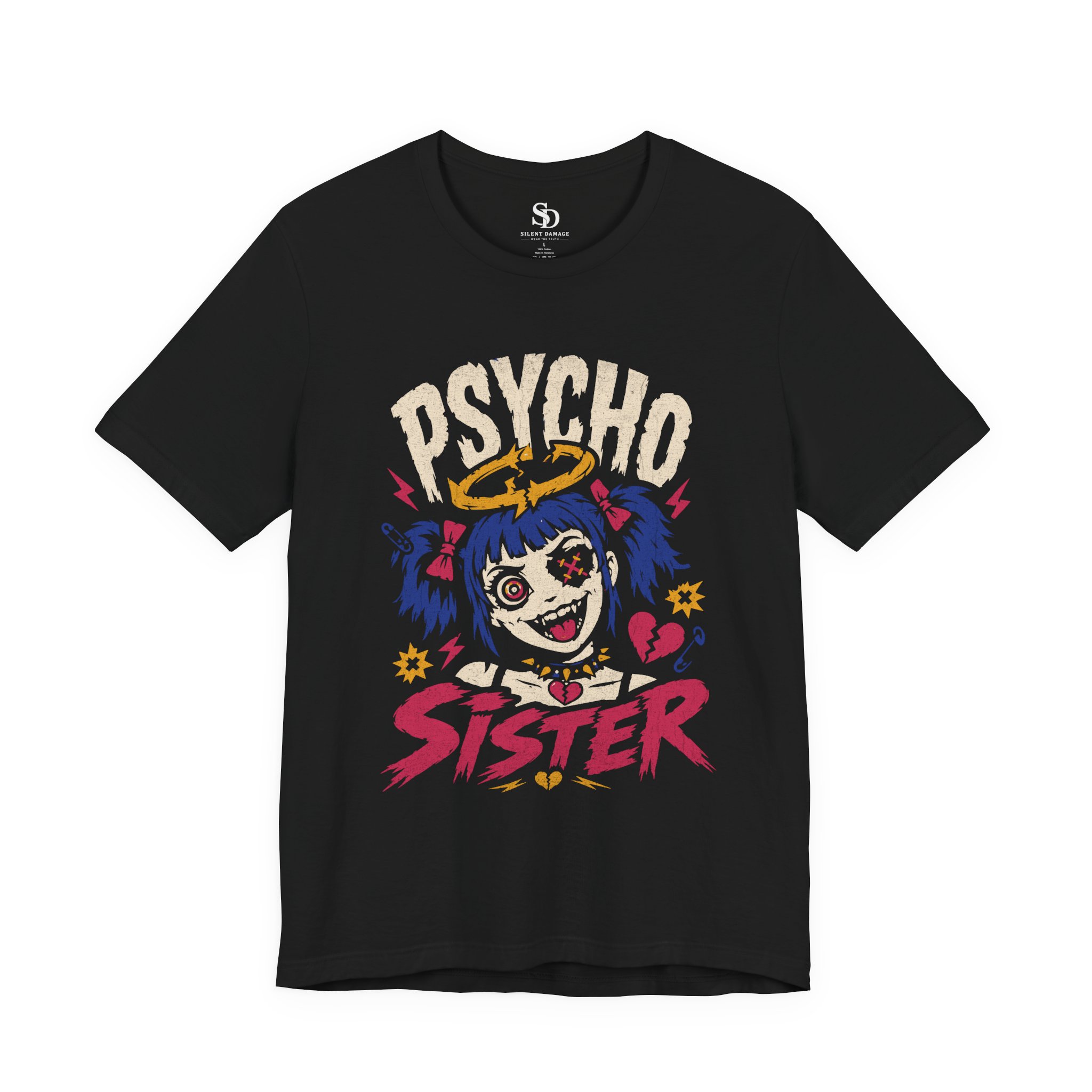 Psycho Sister | Dark Humor Alt Streetwear Premium Graphic Tee - Image 2