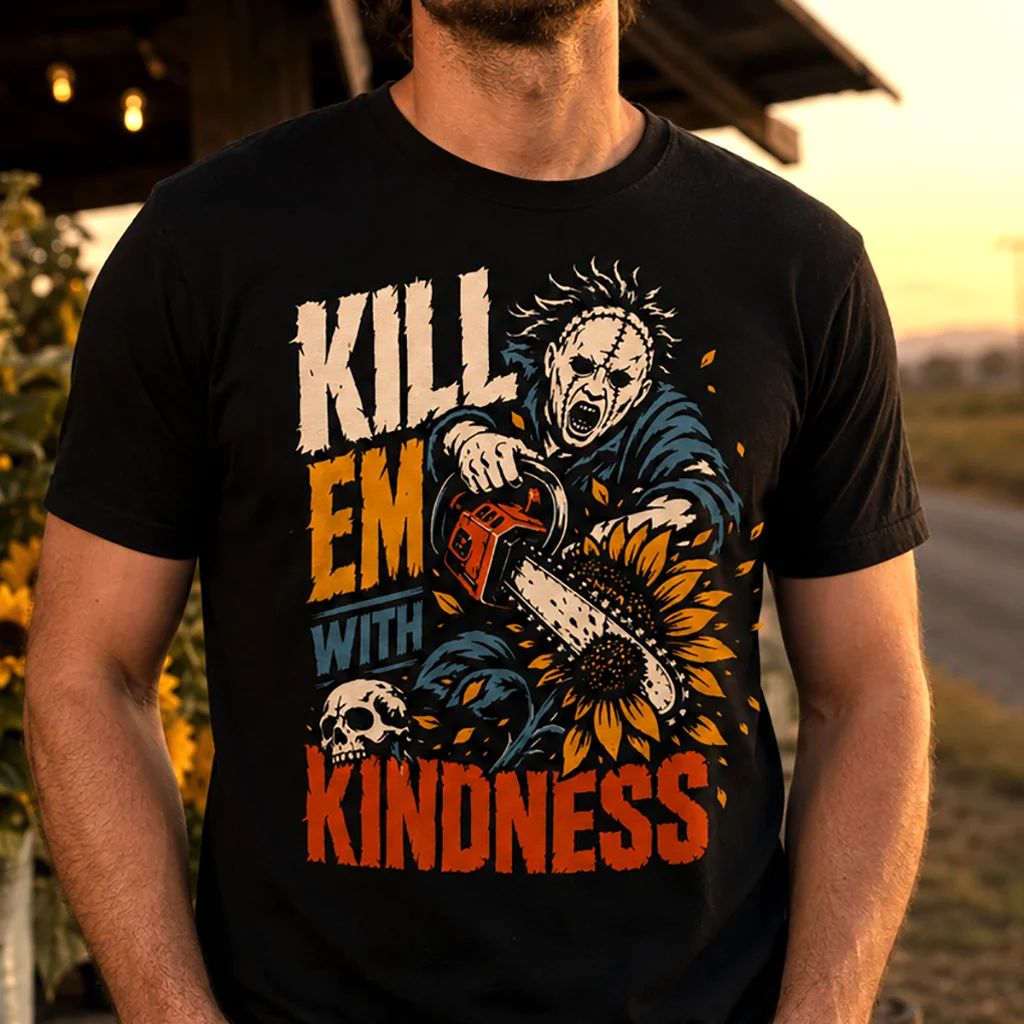Kill Em With Kindness | Horror Humor Streetwear Premium Graphic Tee