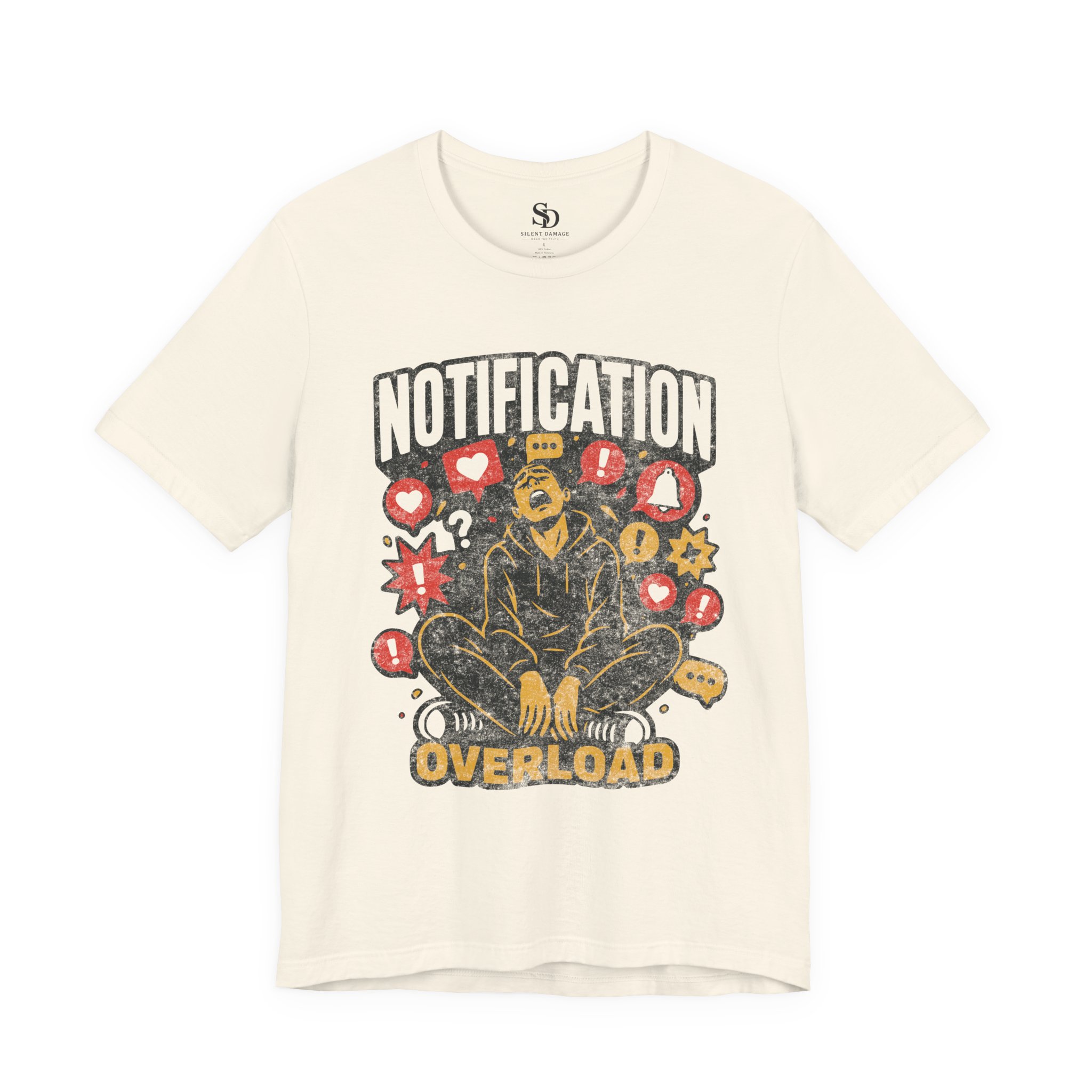 Notification Overload T-Shirt | Digital Anxiety Screen Addiction Graphic Streetwear Tee - Image 9