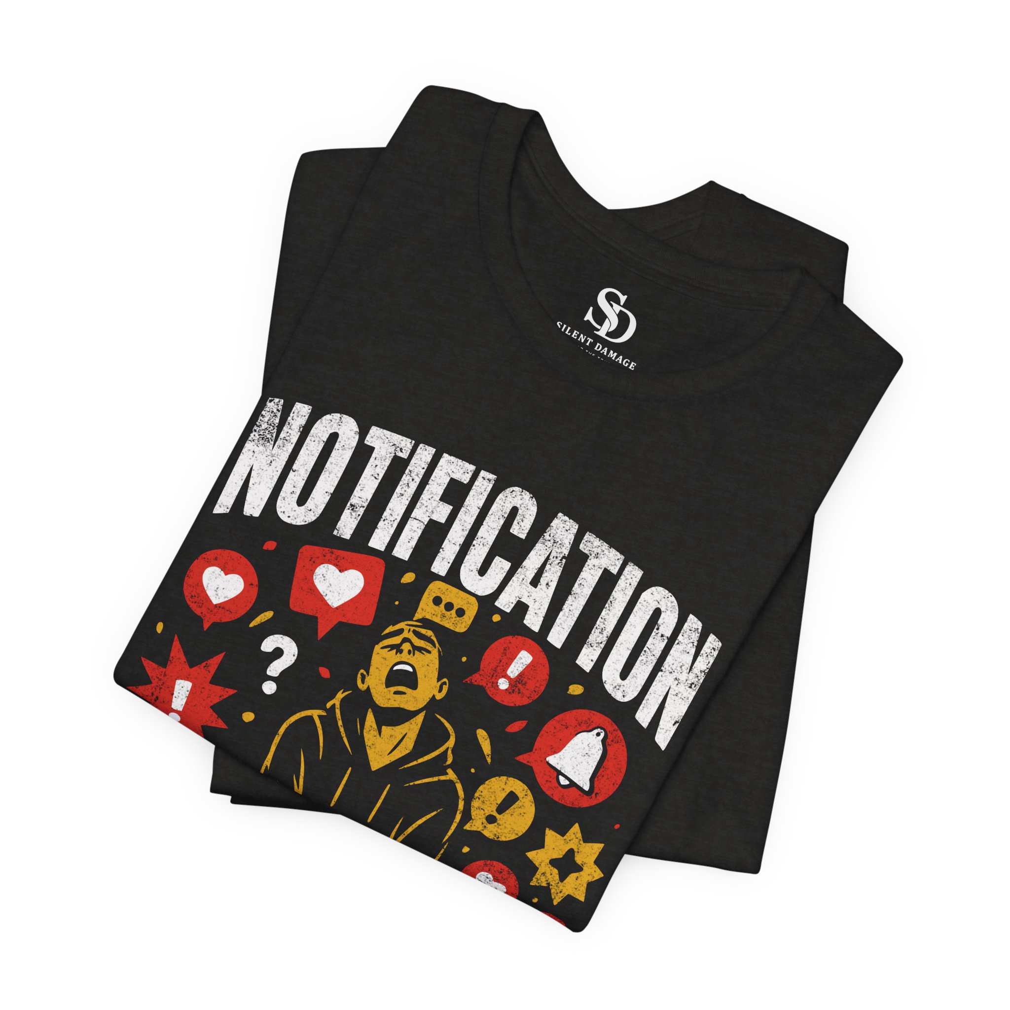 Notification Overload T-Shirt | Digital Anxiety Screen Addiction Graphic Streetwear Tee - Image 17