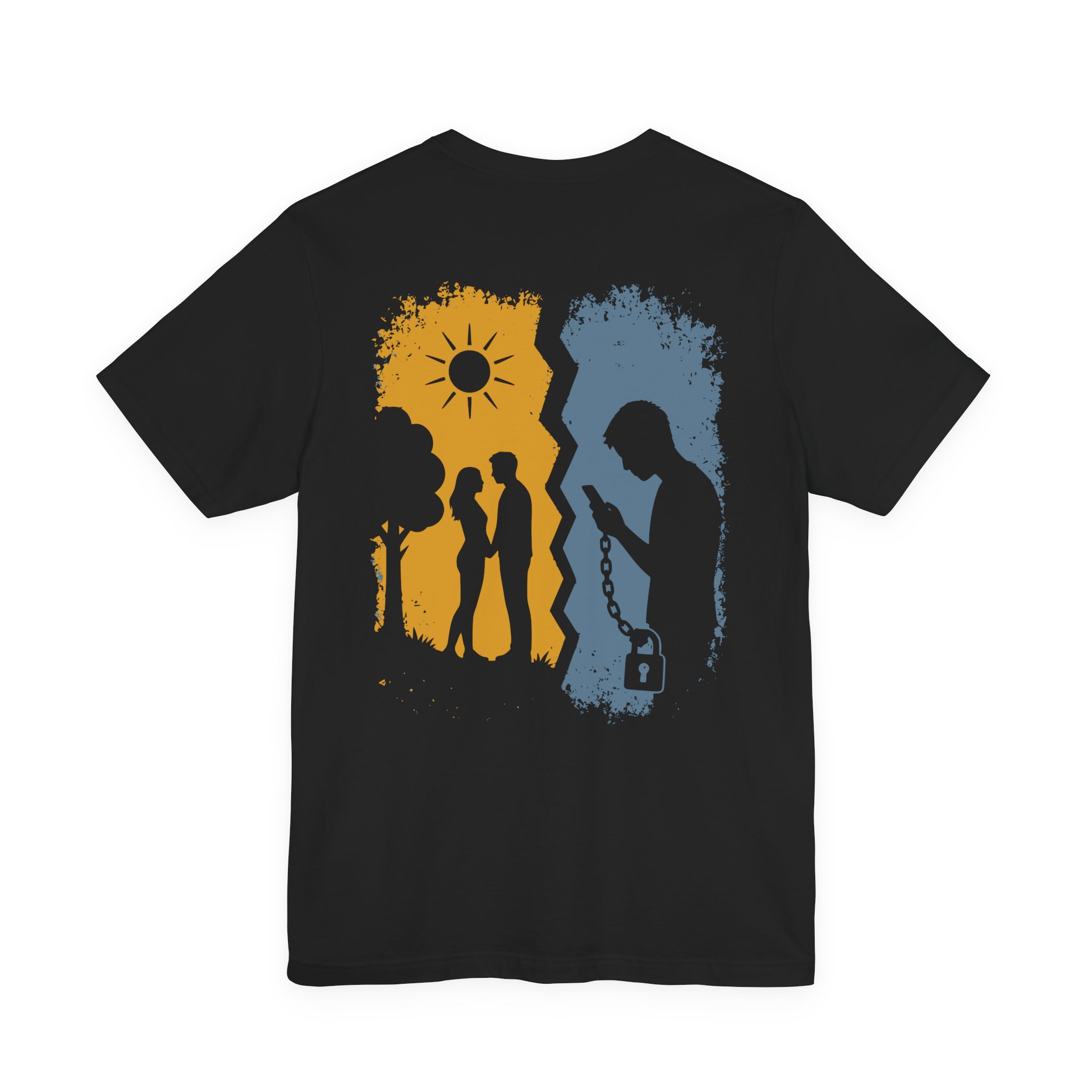 Screen Divide T-Shirt | Digital Addiction Relationship Graphic Premium Streetwear - Image 2